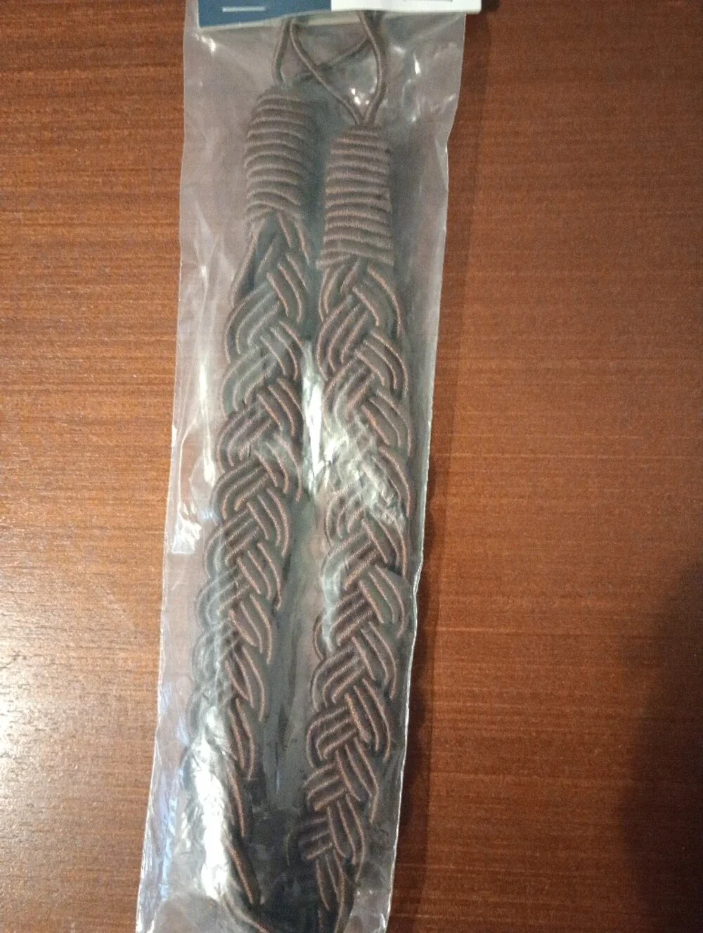 NEW Braided Curtain Tiebacks in Dark Chocolate Brown - Set of 2